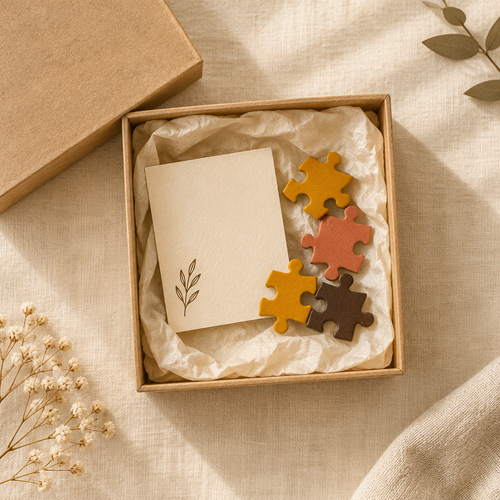 Coffret bois avec carte manuscrite pour puzzle personnalisé